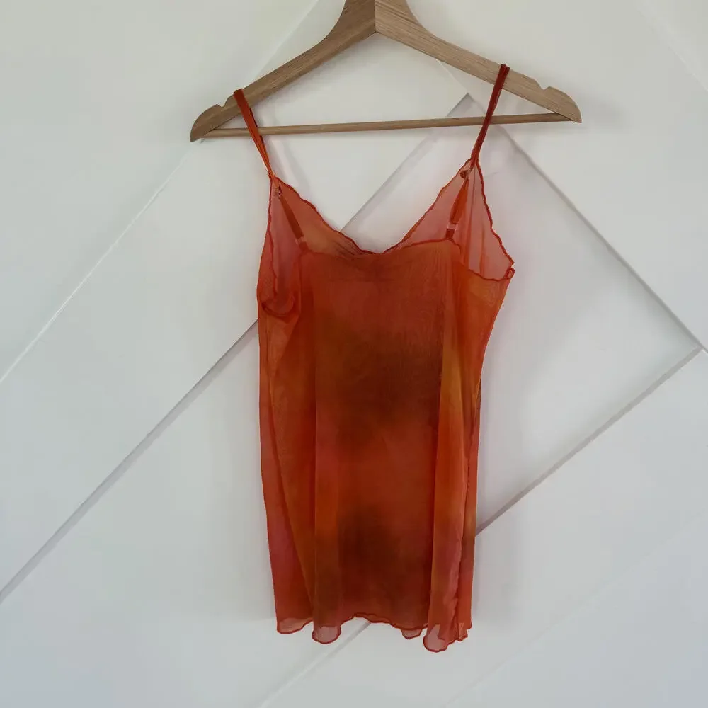 Vintage Y2K Victoria's Secret Orange Sheer Slip Dress XS